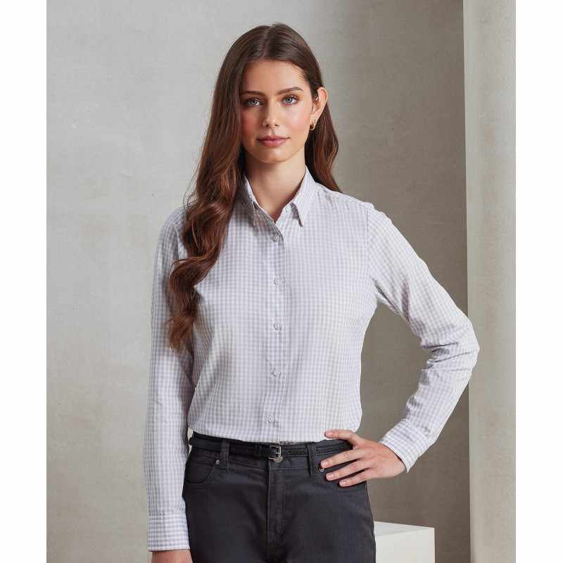 Camicia a quadri a maniche lunghe da donna - cod. RWPR352