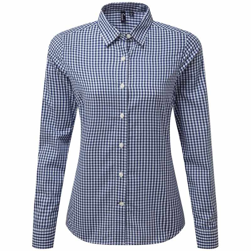 Camicia a quadri a maniche lunghe da donna - cod. RWPR352