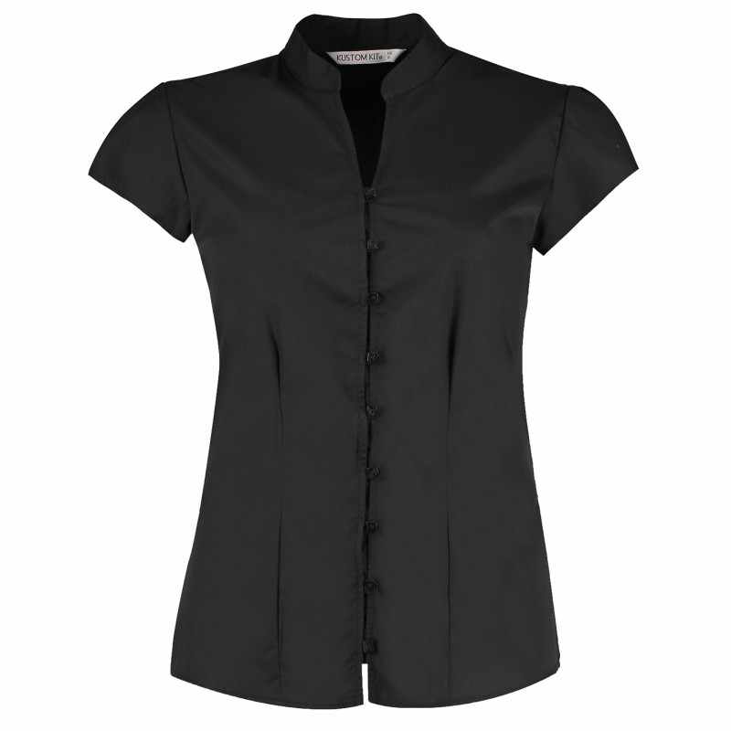 Camicetta da donna con colletto alla coreana e maniche corte - cod. RWKK727