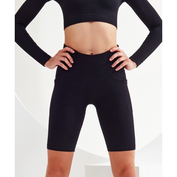 Pantaloncini da ciclista TriDri® a coste senza cuciture '3D Fit' da donna - cod. RWTR225