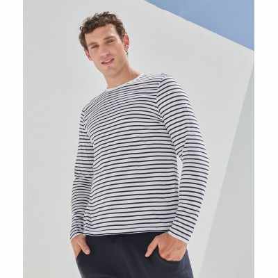 T-shirt unisex a righe a maniche lunghe