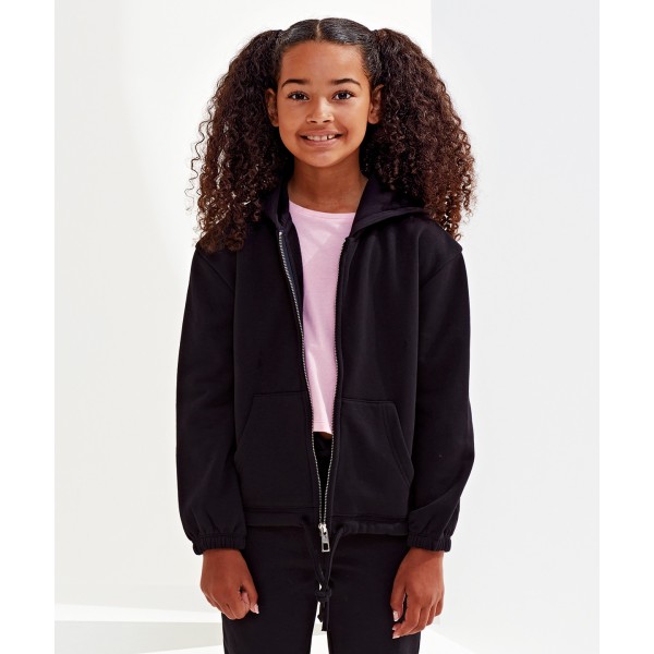 Felpa con cappuccio oversize con zip intera e taglio corto in TriDri® per bambini - cod. RWTR61B