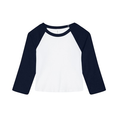 T-shirt da donna a costine micro 3/4 raglan per neonati T-shirt da donna a costine micro 3/4 raglan per neonati