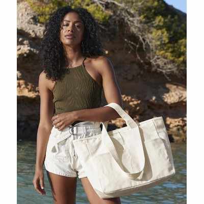 Borsa tote con tasca cargo a doppio manico