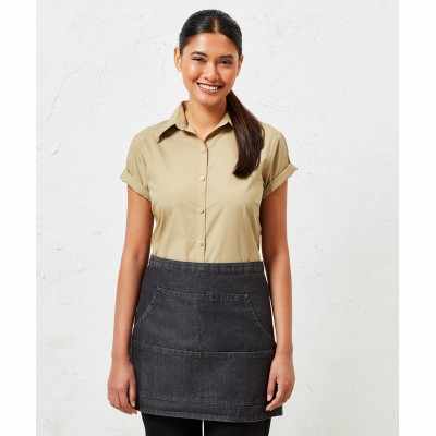 Grembiule in denim con cuciture jeans