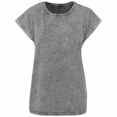 Maglietta da donna con spalle estese e lavaggio acido
