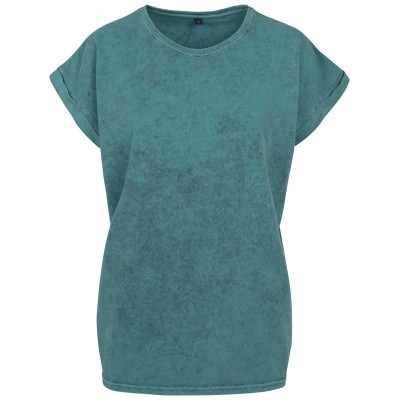 Maglietta da donna con spalle estese e lavaggio acido