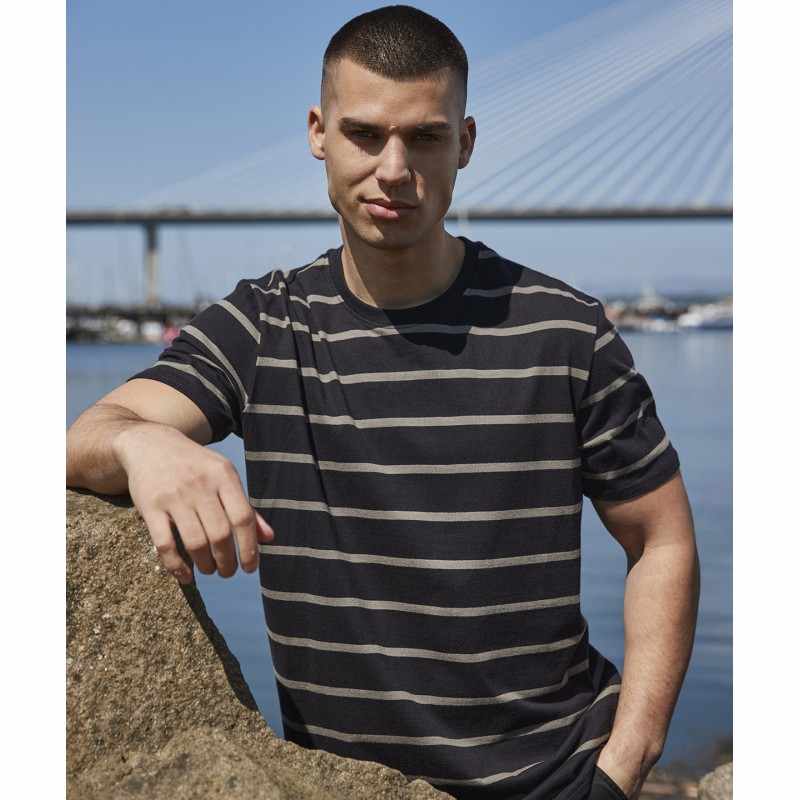 T-shirt unisex a righe con logo personalizzato - cod. RWFR136