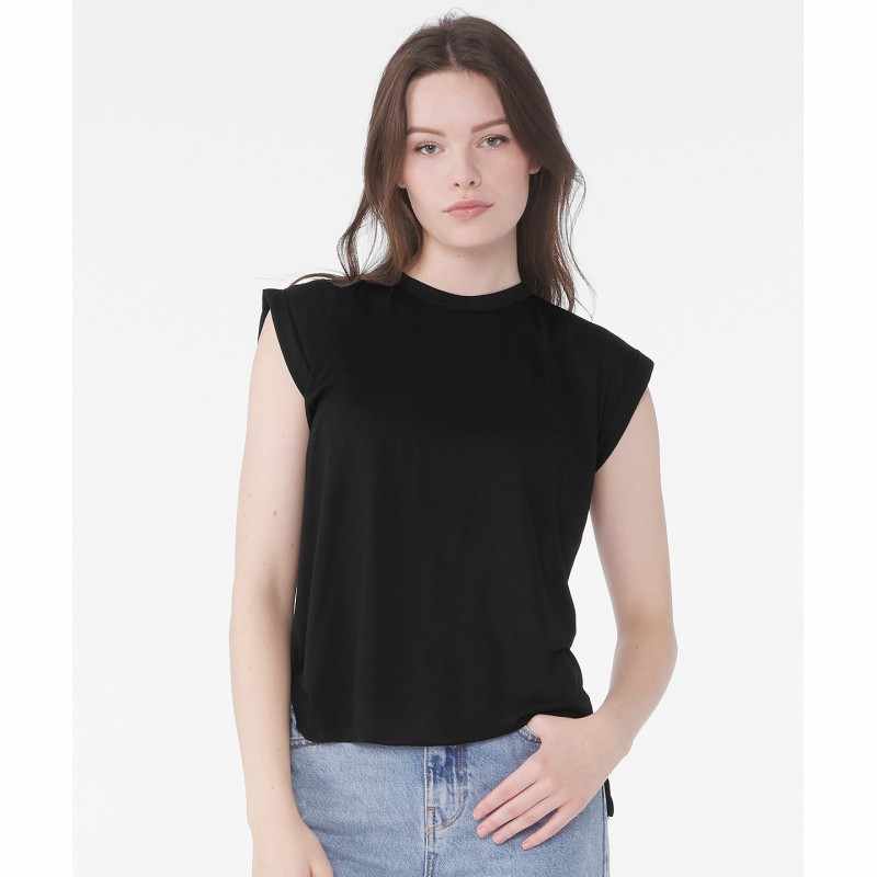 Maglietta attillata da donna con polsini arrotolati - cod. RWBE128