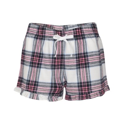 Pantaloncini con volant scozzesi da donna