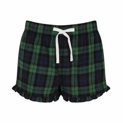 Pantaloncini con volant scozzesi da donna