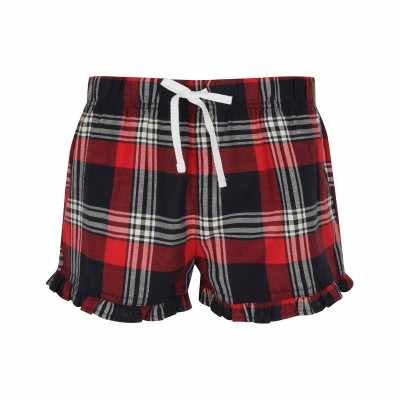 Pantaloncini con volant scozzesi da donna
