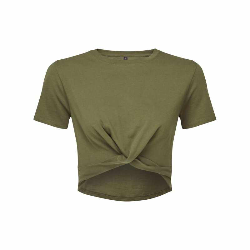 Top corto da donna con scritte stampate - cod. RWTR068