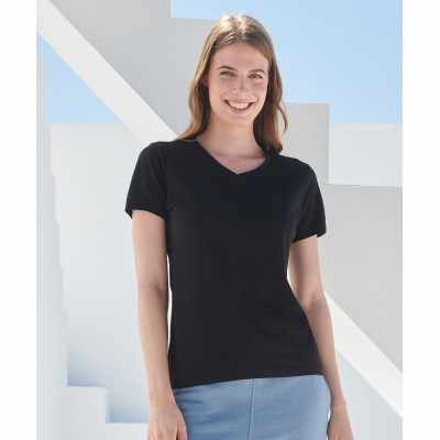 Maglietta elasticizzata con scollo a V da donna Feel Good