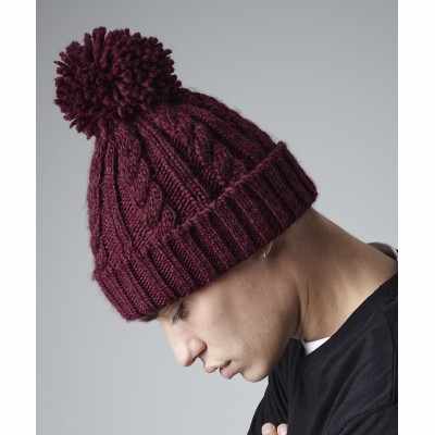 Berretto in maglia melange a trecce