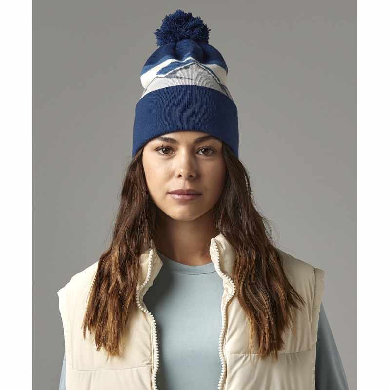 Berretto Beechfield con pompon a forma di cime di montagna - cod. RWB395R