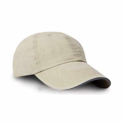 Cappellino in cotone lavato con visiera a sandwich