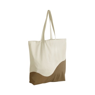 Maxi tote bag in cotone biologico con stampa a onde