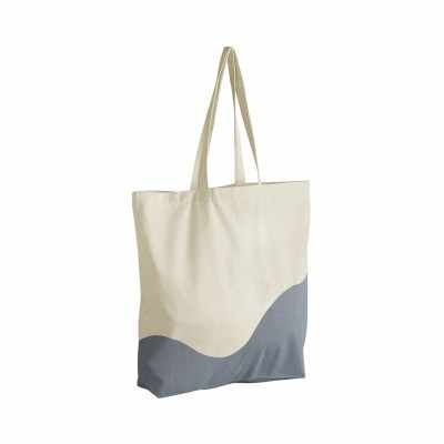 Maxi tote bag in cotone biologico con stampa a onde