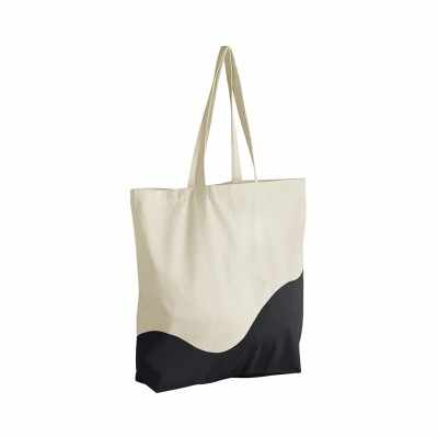 Maxi tote bag in cotone biologico con stampa a onde
