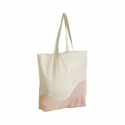 Maxi tote bag in cotone biologico con stampa a onde