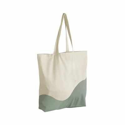 Maxi tote bag in cotone biologico con stampa a onde