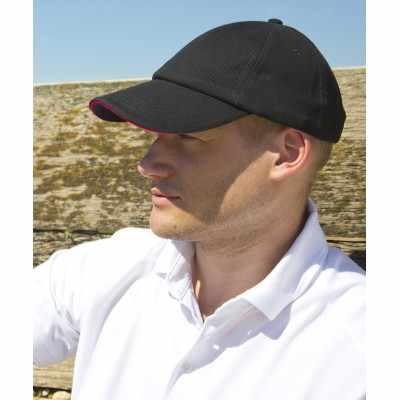 Cappellino in cotone spazzolato pesante a basso profilo con visiera a sandwich
