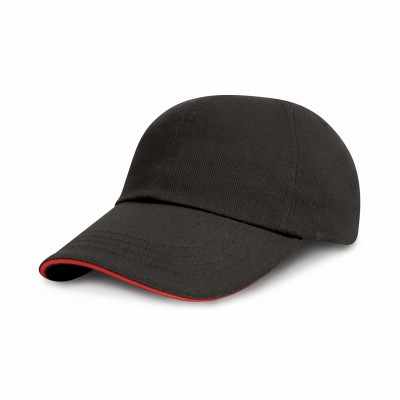 Cappellino in cotone spazzolato pesante a basso profilo con visiera a sandwich