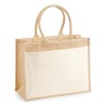 Shopper con tasca in cotone e juta f.to 42x33x19 cm.