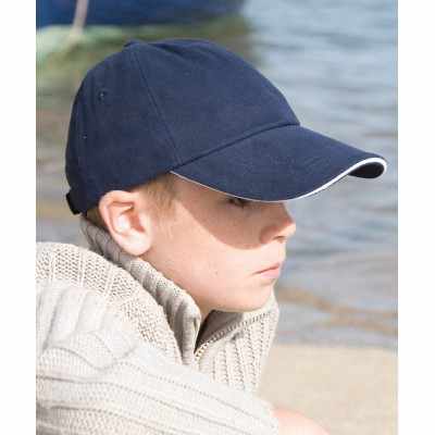 Cappellino junior in cotone spazzolato pesante a basso profilo con visiera a sandwich