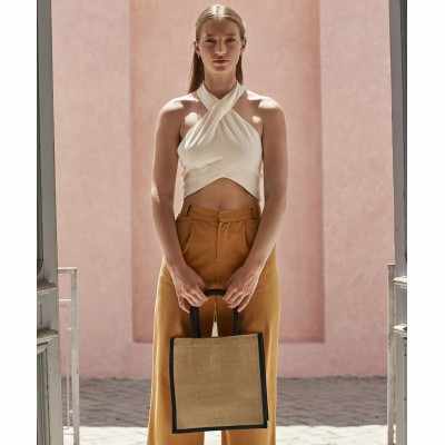 Borsa midi in juta inamidata naturale