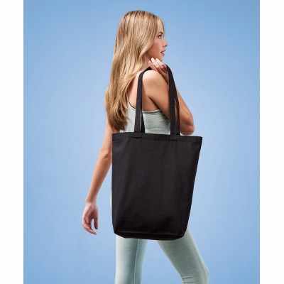 Shopper in tela riciclata di alta qualità con base piatta