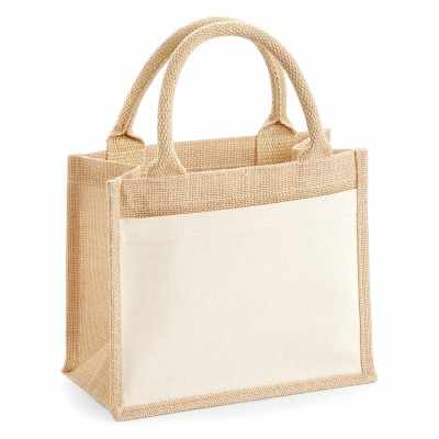 Borsa regalo in juta con tasca in cotone