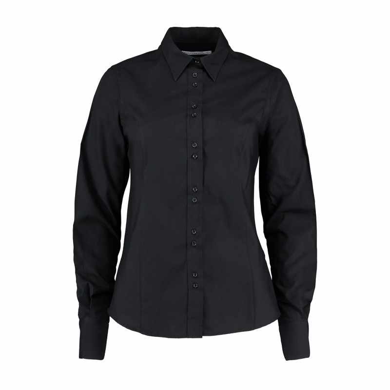 Camicetta di cotone con logo stampato da lavoro da donna a maniche lunghe - cod. RWKK388