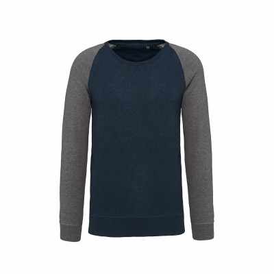 Felpa da uomo con scollo a giro e maniche raglan in tessuto organico bicolore - cod. RWKB491