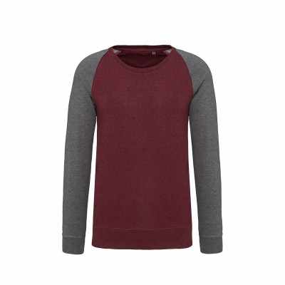 Felpa da uomo con scollo a giro e maniche raglan in tessuto organico bicolore - cod. RWKB491