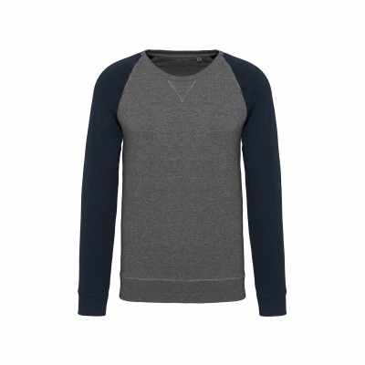 Felpa da uomo con scollo a giro e maniche raglan in tessuto organico bicolore - cod. RWKB491