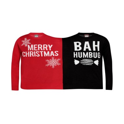 Maglione natalizio doppio Buon Natale/Bah Humbug per adulti - cod. RWCJ006 Maglione natalizio doppio Buon Natale/Bah Humbug per adulti - cod. RWCJ006
