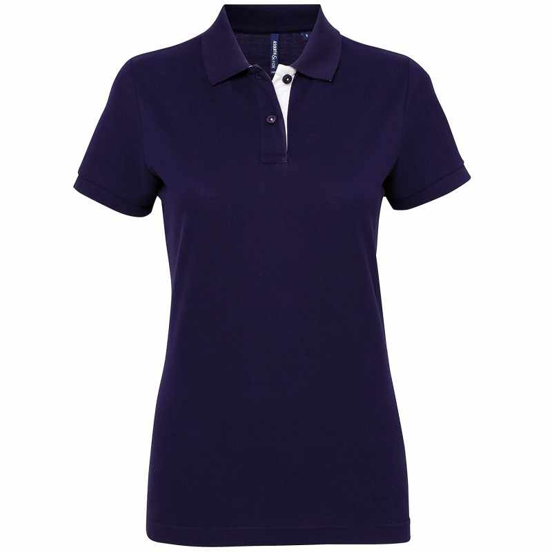 Polo a contrasto da donna 100% cotone da personalizzare - cod. RWAQ022