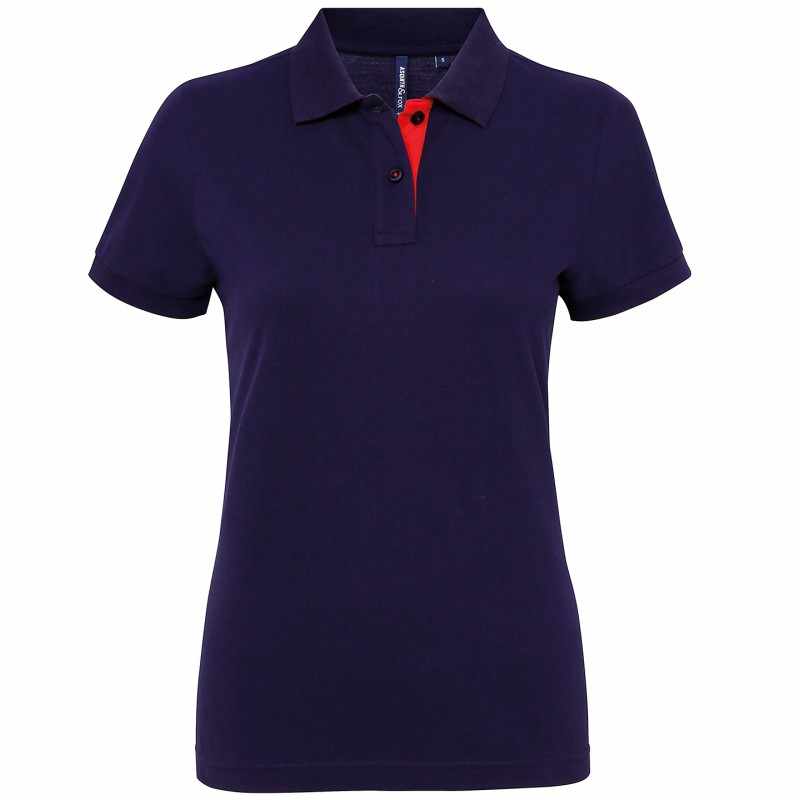 Polo a contrasto da donna 100% cotone da personalizzare - cod. RWAQ022
