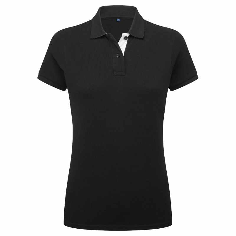 Polo a contrasto da donna 100% cotone da personalizzare - cod. RWAQ022