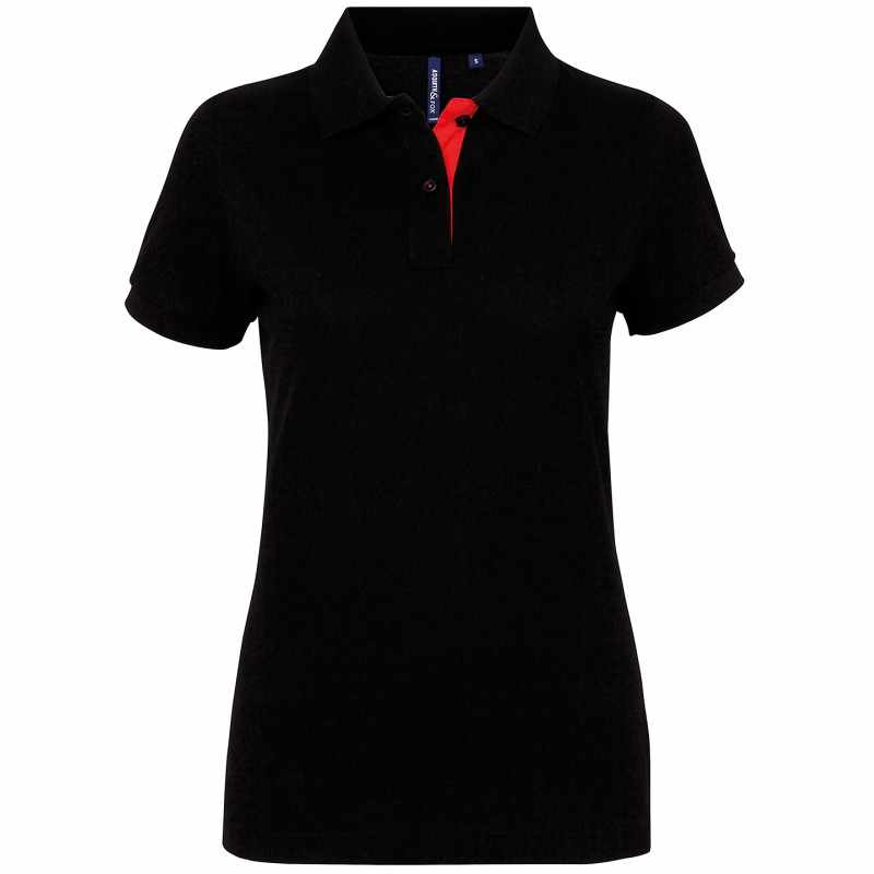 Polo a contrasto da donna 100% cotone da personalizzare - cod. RWAQ022