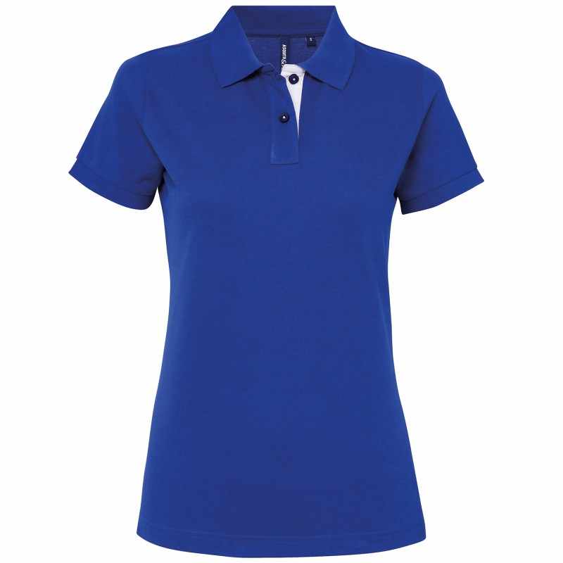 Polo a contrasto da donna 100% cotone da personalizzare - cod. RWAQ022