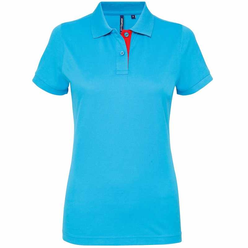 Polo a contrasto da donna 100% cotone da personalizzare - cod. RWAQ022