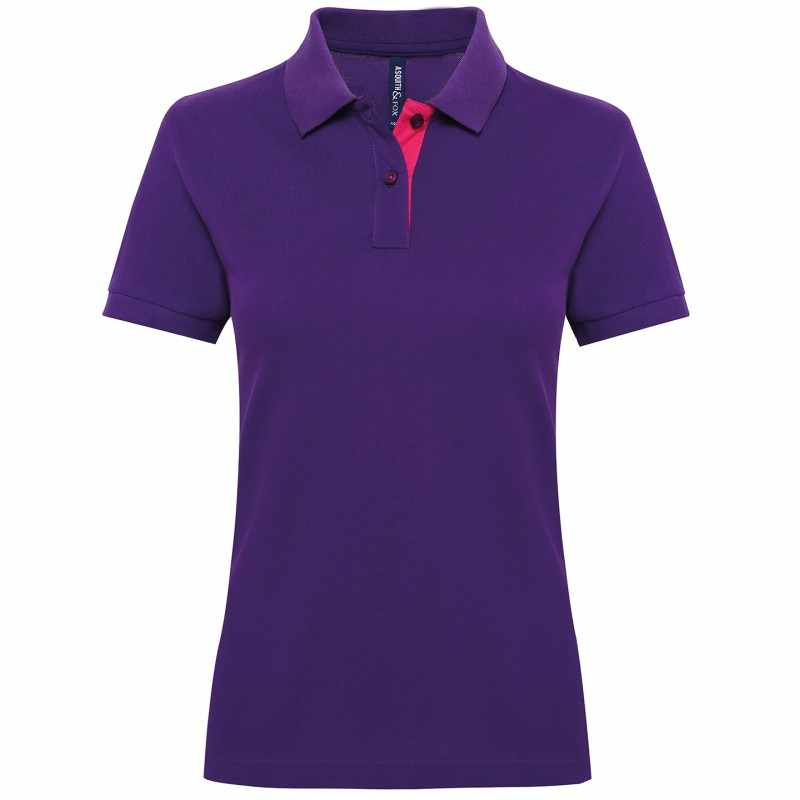 Polo a contrasto da donna 100% cotone da personalizzare - cod. RWAQ022