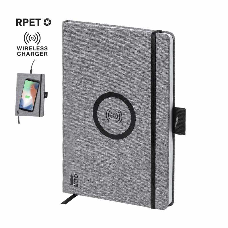 Block Notes con caricatore wireless 10W e 80 fogli a righe - cod. MK1135