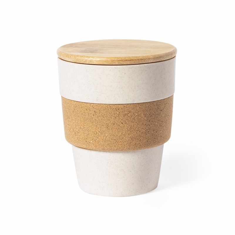 Bicchiere in plastica e sughero con stampa logo - cod. MK1157