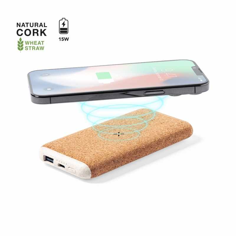 Power Bank wireless da 8.000 mAh con logo stampato - cod. MK1429