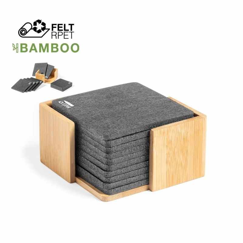 Sottobicchieri con supporto in bambù da personalizzare - cod. MK1708