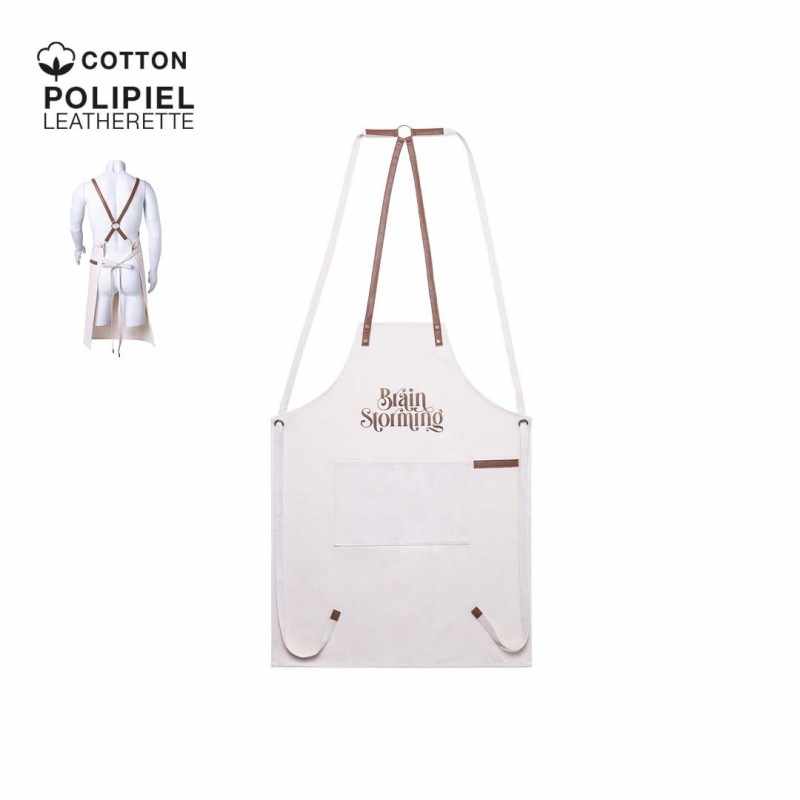 Grembiule con stampa logo e cinturini in similpelle - cod. MK1714